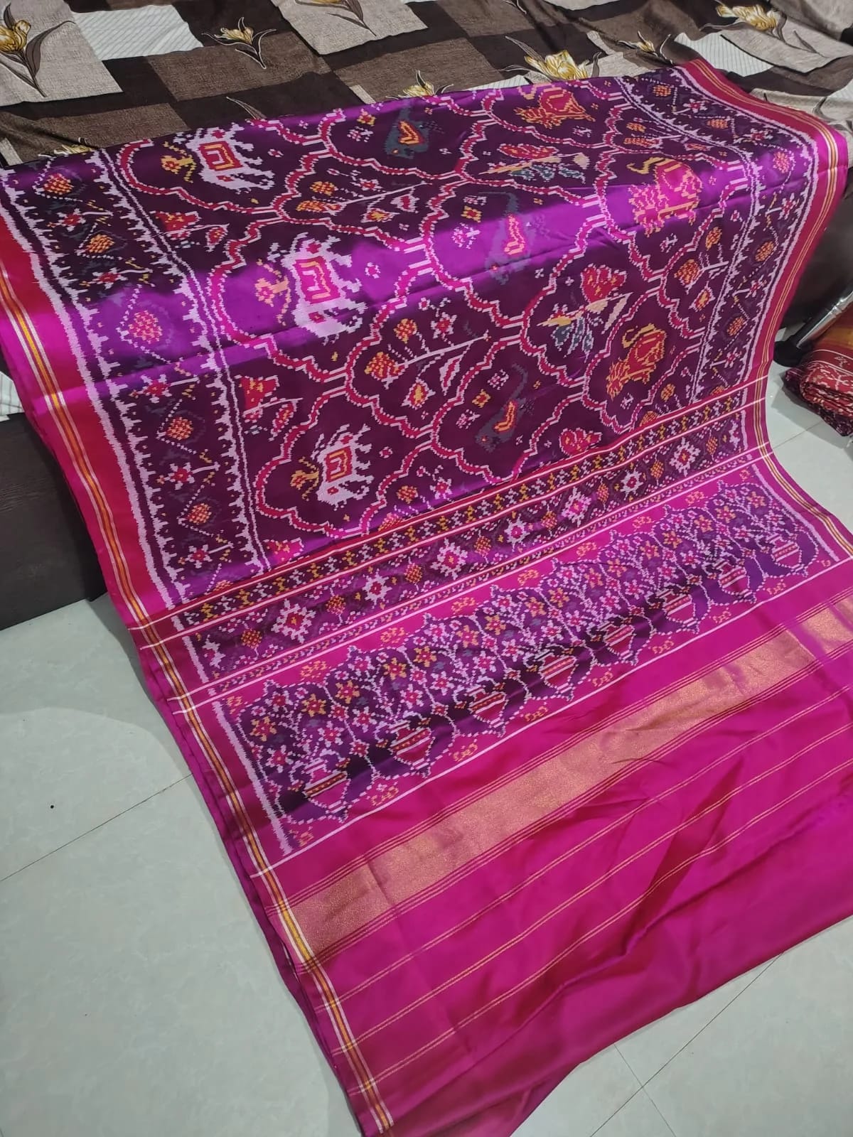 Royal Purple Chhabdi Bhat Silk Patola Saree